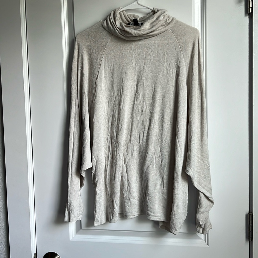 Large Express cream cowelneck shirt